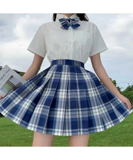 Summer JK Women Plaid Skirts Harajuku Cosplay High Waisted Kawaii Dance Ladies Sweet Plaid Mini Pleated Skirts Women Y2k $38....