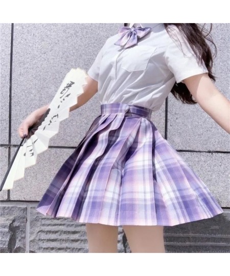 Summer JK Women Plaid Skirts Harajuku Cosplay High Waisted Kawaii Dance Ladies Sweet Plaid Mini Pleated Skirts Women Y2k $38....