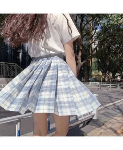 Summer JK Women Plaid Skirts Harajuku Cosplay High Waisted Kawaii Dance Ladies Sweet Plaid Mini Pleated Skirts Women Y2k $38....