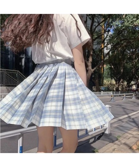 Summer JK Women Plaid Skirts Harajuku Cosplay High Waisted Kawaii Dance Ladies Sweet Plaid Mini Pleated Skirts Women Y2k $38....