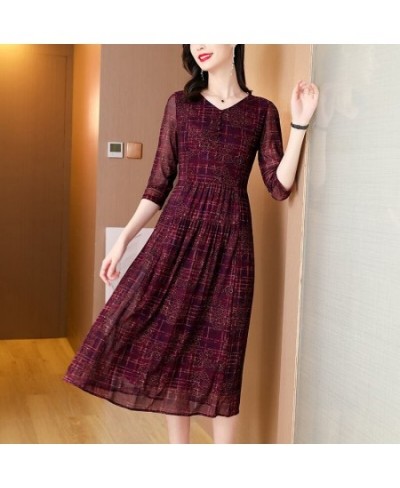 Vintage Casual Fashion High Waist Printed Dress Female Summer Commuter Elegant Ladies Three Quarter Sleeve Slim Midi Dresses ...