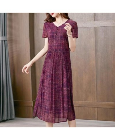 Vintage Casual Fashion High Waist Printed Dress Female Summer Commuter Elegant Ladies Three Quarter Sleeve Slim Midi Dresses ...