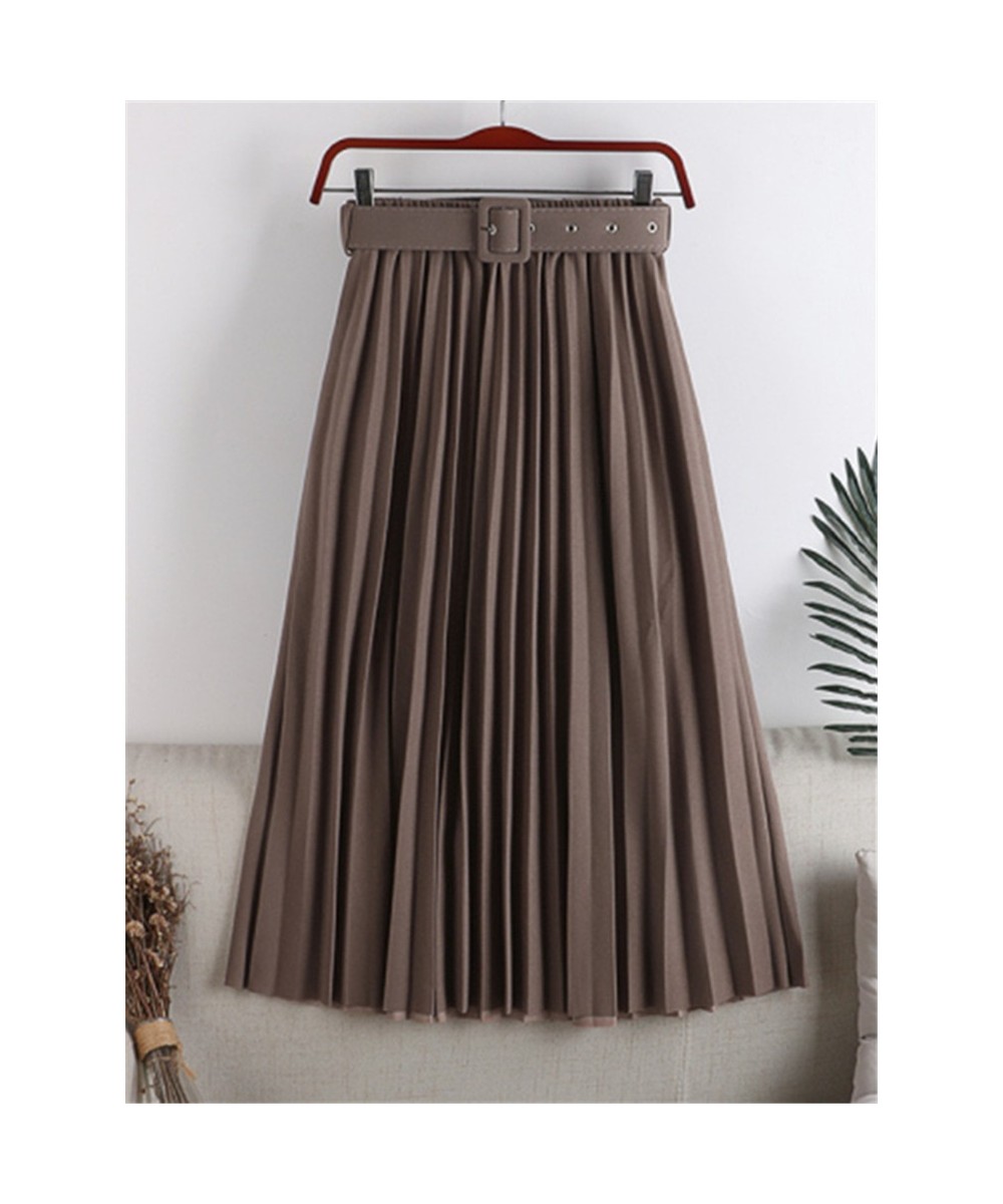 High Waist Women's Pleated Skirts with Belted 2023 New Spring Summer Solid Minimalism Elegant Office Female Mi-long Skirts $4...