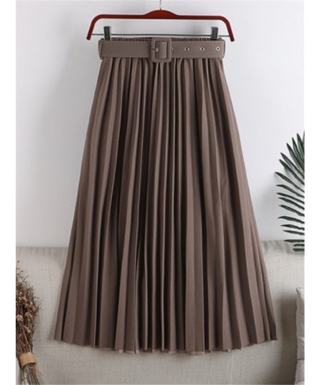 High Waist Women's Pleated Skirts with Belted 2023 New Spring Summer Solid Minimalism Elegant Office Female Mi-long Skirts $4...