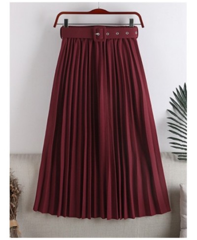 High Waist Women's Pleated Skirts with Belted 2023 New Spring Summer Solid Minimalism Elegant Office Female Mi-long Skirts $4...