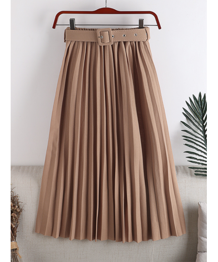 High Waist Women's Pleated Skirts with Belted 2023 New Spring Summer Solid Minimalism Elegant Office Female Mi-long Skirts $4...