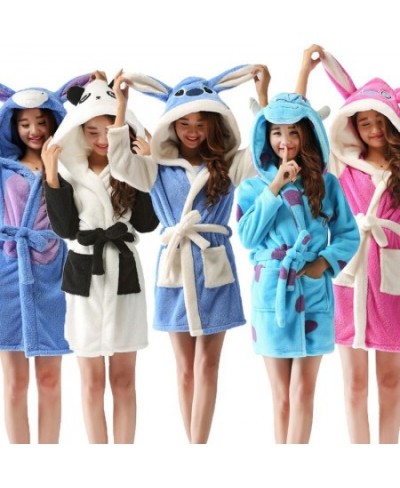 Adult Women Bathrobe Cartoon long gown Hooded Bath Robe szlafrok Animal Warm Dressing gown Soft Women's Sleepwears Robes $59....