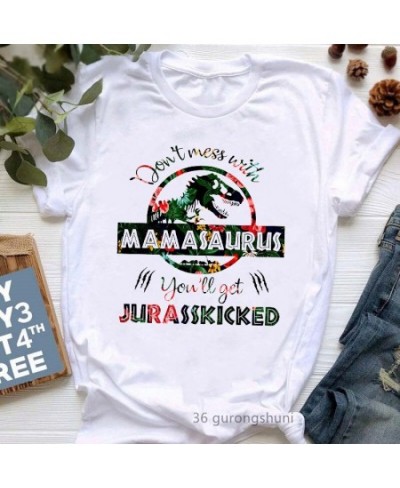 Watercolor Leopard Mamasaurus Graphic Print Women'S Tshirts Funny Jurassic Dinosaur T-Shirt Female Mother'S Day Gift T Shirt ...