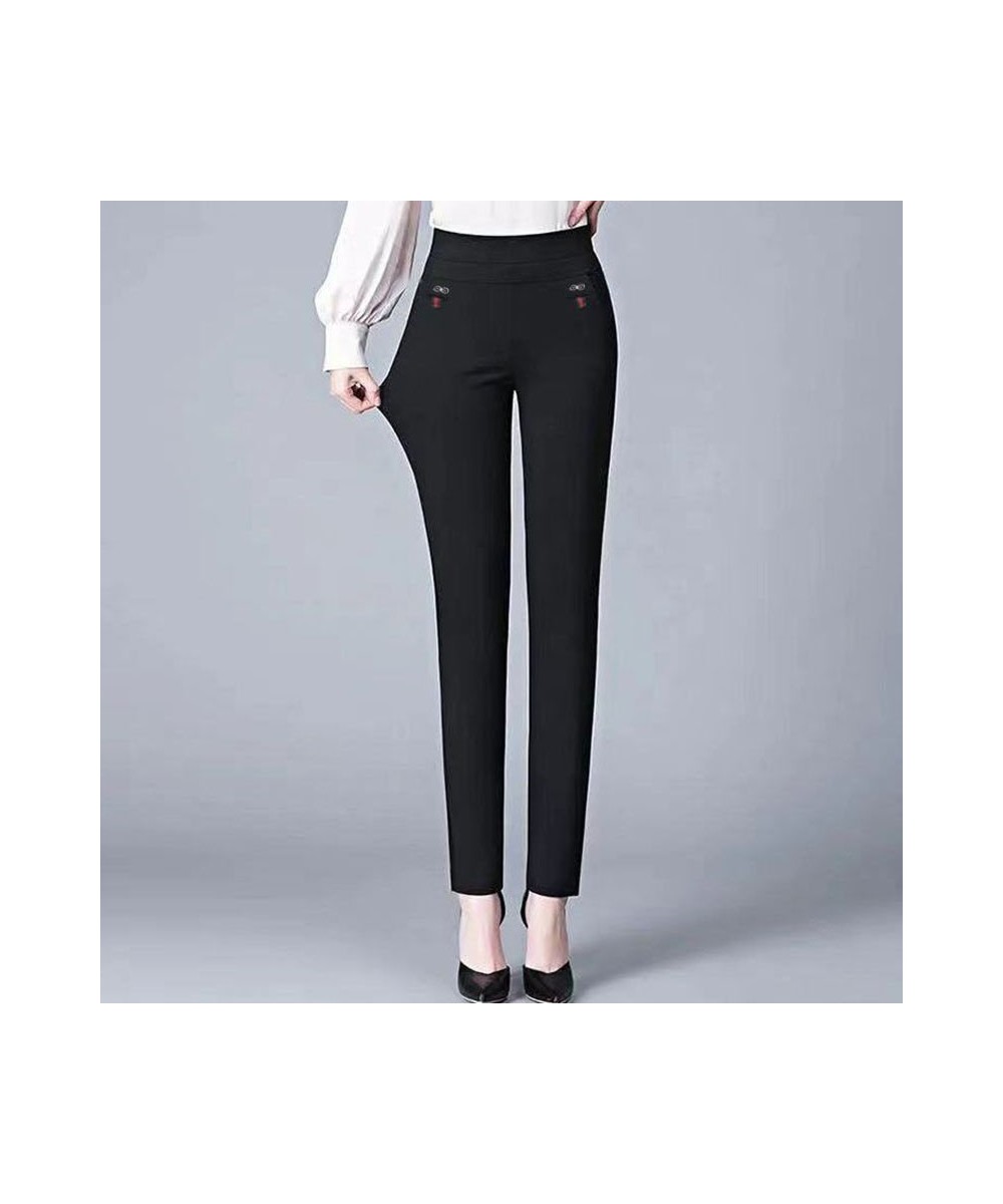 Office Lady Solid Big Size 6XL All-match Pencil Pants Spring Autumn Fashion Women Elastic High Waist Pockets Straight Trouser...