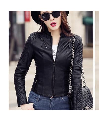 Women Spring Autumn Pu Leather Jacket Casual Slim Soft Moto Jacket Biker Faux Leather Jacket Female Coat Basic Streetwear $53...