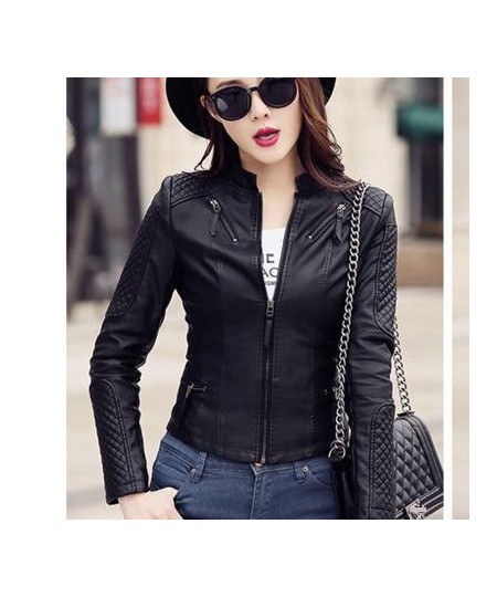 Women Spring Autumn Pu Leather Jacket Casual Slim Soft Moto Jacket Biker Faux Leather Jacket Female Coat Basic Streetwear $53...