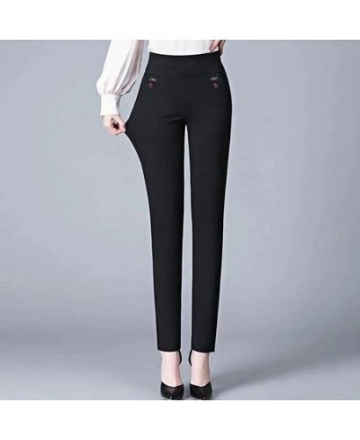 Office Lady Solid Big Size 6XL All-match Pencil Pants Spring Autumn Fashion Women Elastic High Waist Pockets Straight Trouser...