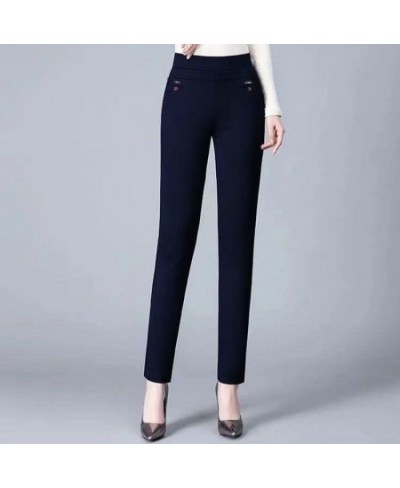 Office Lady Solid Big Size 6XL All-match Pencil Pants Spring Autumn Fashion Women Elastic High Waist Pockets Straight Trouser...