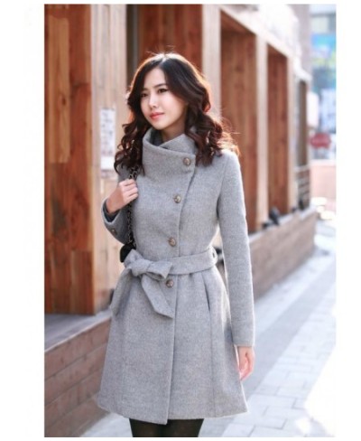 New Fashion Lapel Wool Coat Ladies Autumn Winter Manteau Femme Women 2022 Overcoat Cotton Mixing High Quality Long Slim Coats...