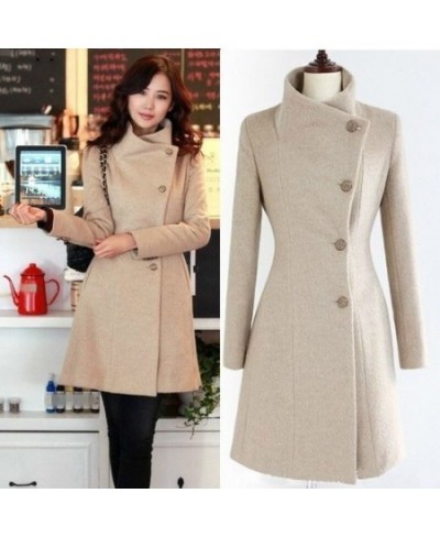 New Fashion Lapel Wool Coat Ladies Autumn Winter Manteau Femme Women 2022 Overcoat Cotton Mixing High Quality Long Slim Coats...