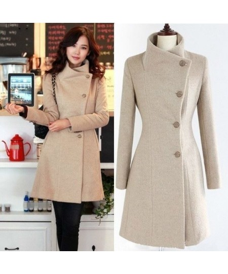 New Fashion Lapel Wool Coat Ladies Autumn Winter Manteau Femme Women 2022 Overcoat Cotton Mixing High Quality Long Slim Coats...