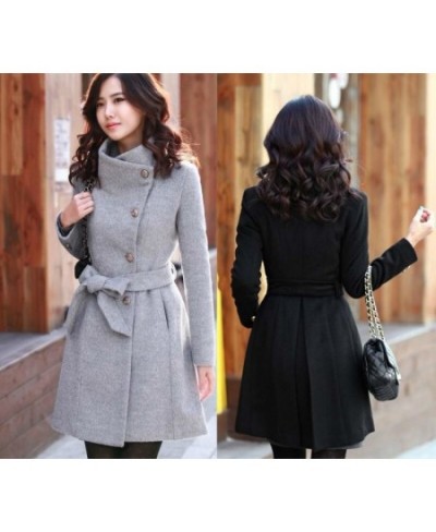 New Fashion Lapel Wool Coat Ladies Autumn Winter Manteau Femme Women 2022 Overcoat Cotton Mixing High Quality Long Slim Coats...