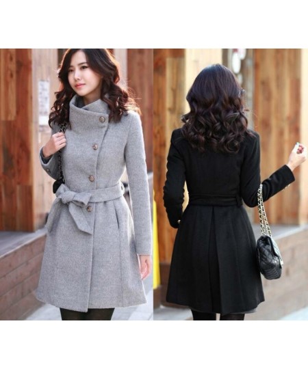 New Fashion Lapel Wool Coat Ladies Autumn Winter Manteau Femme Women 2022 Overcoat Cotton Mixing High Quality Long Slim Coats...