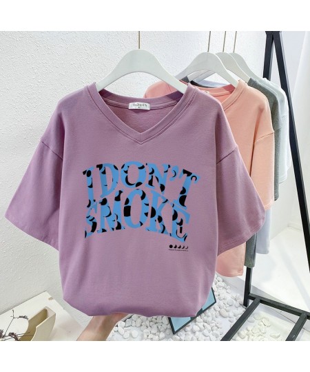 Plus Size T Shirt 100% Cotton L-6XL Tshirt Short Sleeve Women Top Summer Letter Printed Casual V Neck Oversized T Shirts $42....