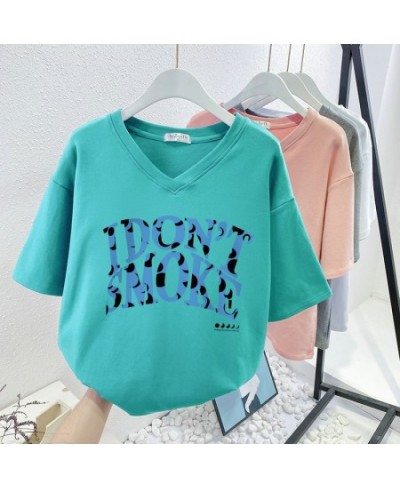 Plus Size T Shirt 100% Cotton L-6XL Tshirt Short Sleeve Women Top Summer Letter Printed Casual V Neck Oversized T Shirts $42....