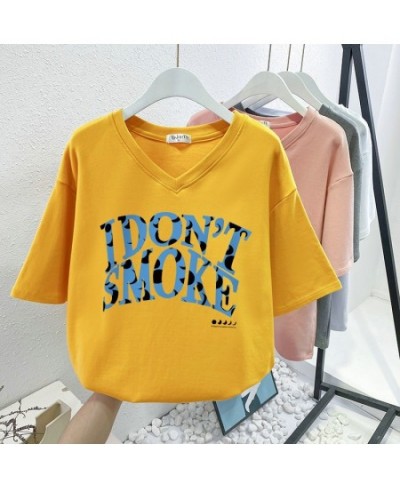 Plus Size T Shirt 100% Cotton L-6XL Tshirt Short Sleeve Women Top Summer Letter Printed Casual V Neck Oversized T Shirts $42....