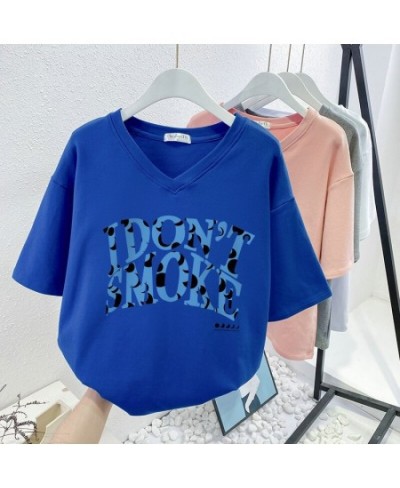 Plus Size T Shirt 100% Cotton L-6XL Tshirt Short Sleeve Women Top Summer Letter Printed Casual V Neck Oversized T Shirts $42....