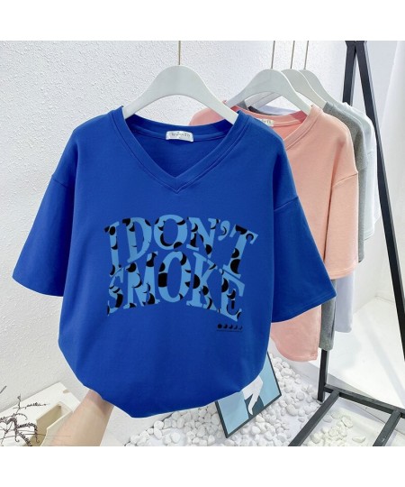 Plus Size T Shirt 100% Cotton L-6XL Tshirt Short Sleeve Women Top Summer Letter Printed Casual V Neck Oversized T Shirts $42....