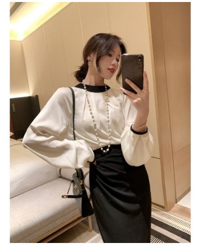 2023 Early Spring Fashion New Women's clothing Bow Color Stitching Stand-Collar Tied Shirt 0329 $99.92 - Suits & Sets