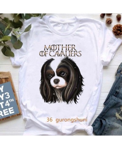 Mother Of Cavalier Graphic Print T-Shirt Women Funny King Charles Spaniel Tshirt Femme Dog Lover Kawaii Clothes Harajuku Shir...