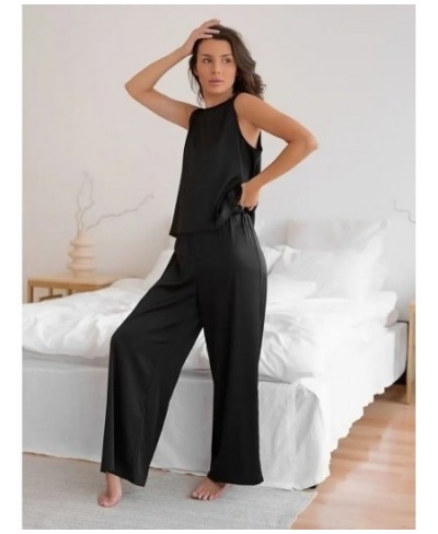 Sleeveless Two Piece Sets Women Pajama Suit Spring Summer Female Homewear Sets Crossed Back Vest and Loose Trousers $48.53 - ...