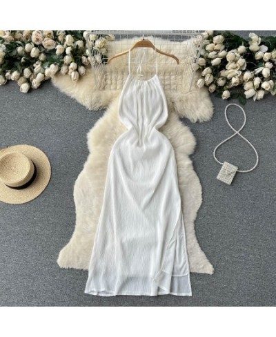 2023 Summer Backless Split Beach Long Dress Women Strapless Sleeveless Off The Shoulder White Dress Elegant Sexy Party Dresse...