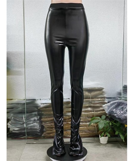 Fashion 2023 Spring Outfits y2k Clothes Streetwear Pu Leather Pants For Women Black Casual Trousers Bodycon High Waist Pants ...