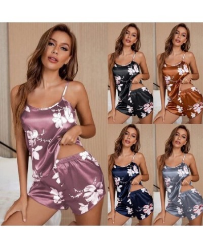 Ladies Satin Silk Lace Cami Vest Shorts Lingerie Pyjamas Set Summer Women Pajamas sets Two Piece set Pijama For Woman $24.73 ...