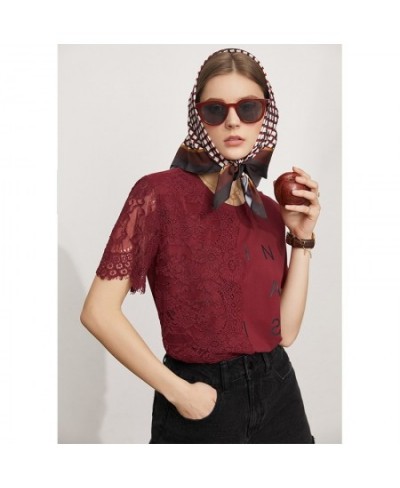 Minimalism Summer New Women's Tshirt Fashion Cotton Oneck Lace Patchwork Tshirt Offical Lady Women Tshirt Tops 12170149 $46.4...