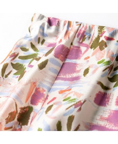 Women 93% Mulberry Silk 7% Spandex 19 momme Thick Light Pink Abstract Graffiti Printed Long Midi Skirt MM526 $86.91 - Skirts