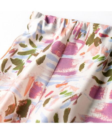 Women 93% Mulberry Silk 7% Spandex 19 momme Thick Light Pink Abstract Graffiti Printed Long Midi Skirt MM526 $86.91 - Skirts