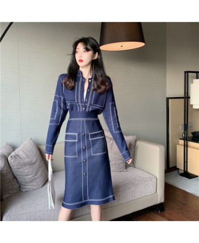 Fashion Women's Clothes Korean Knitted Coat Jacket Warm Comfortable Soft Slim + High Waist Skirt 2 Pieces set Suit $58.76 - S...