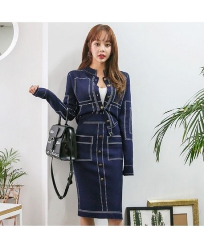 Fashion Women's Clothes Korean Knitted Coat Jacket Warm Comfortable Soft Slim + High Waist Skirt 2 Pieces set Suit $58.76 - S...