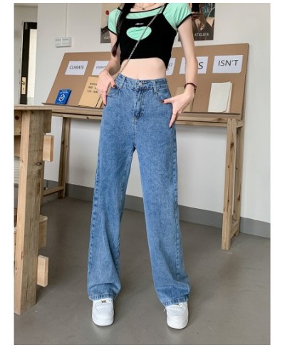 Blue High Waist Straight Jeans New Ins Loose Full Length Fashion Female Streetwear Outfits Simple Women's Wide Leg Pants $44....