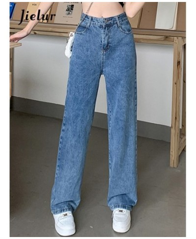 Blue High Waist Straight Jeans New Ins Loose Full Length Fashion Female Streetwear Outfits Simple Women's Wide Leg Pants $44....