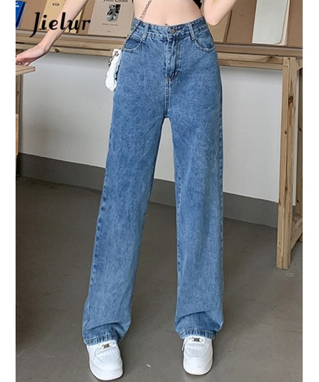 Blue High Waist Straight Jeans New Ins Loose Full Length Fashion Female Streetwear Outfits Simple Women's Wide Leg Pants $44....