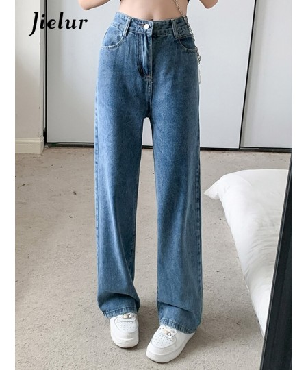 Blue High Waist Straight Jeans New Ins Loose Full Length Fashion Female Streetwear Outfits Simple Women's Wide Leg Pants $44....