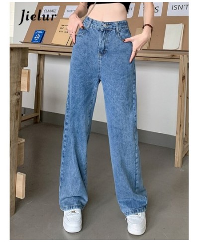 Blue High Waist Straight Jeans New Ins Loose Full Length Fashion Female Streetwear Outfits Simple Women's Wide Leg Pants $44....