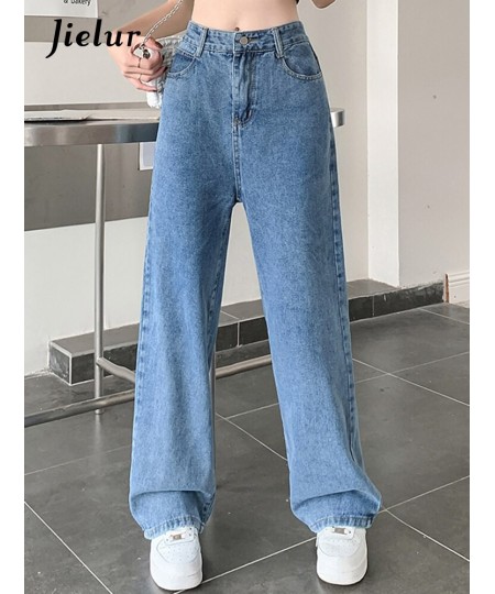 Blue High Waist Straight Jeans New Ins Loose Full Length Fashion Female Streetwear Outfits Simple Women's Wide Leg Pants $44....