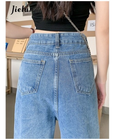 Blue High Waist Straight Jeans New Ins Loose Full Length Fashion Female Streetwear Outfits Simple Women's Wide Leg Pants $44....