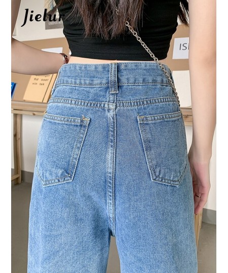 Blue High Waist Straight Jeans New Ins Loose Full Length Fashion Female Streetwear Outfits Simple Women's Wide Leg Pants $44....