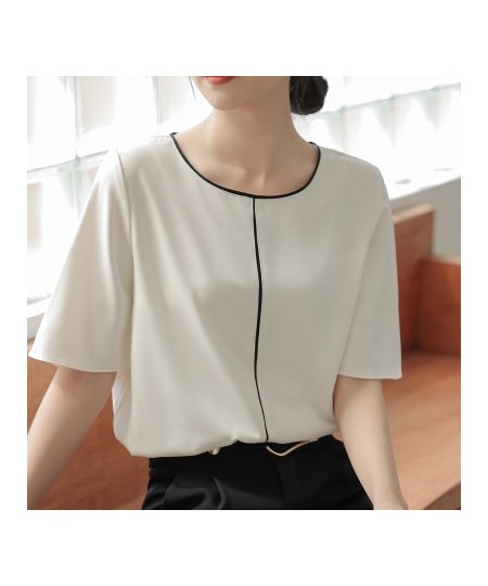 blouses for women fashion 2023 Summer chiffon shirt lace White crochet top ropa Short sleeve elegant & youth woman blouses Re...