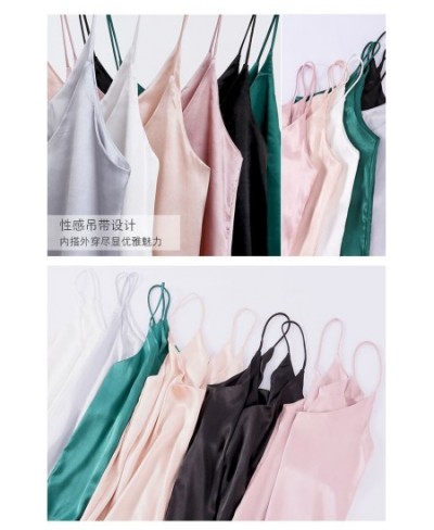 M-XL Spaghetti Strap Top Women Halter V Neck Basic White Cami Sleeveless Satin Silk Tank Tops Women'S Summer Camisole Fashion...