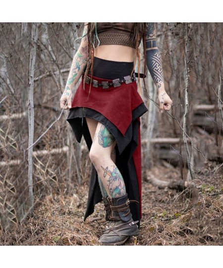 Women's Gothic Punk Layer Skirt Summer Band Waist Irregular High Low Hem Color Block Vintage Handkerchief Skirt For Girls $42...