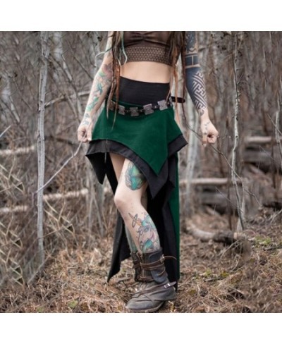 Women's Gothic Punk Layer Skirt Summer Band Waist Irregular High Low Hem Color Block Vintage Handkerchief Skirt For Girls $42...